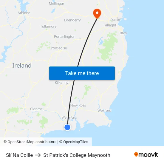 Slí Na Coille to St Patrick's College Maynooth map