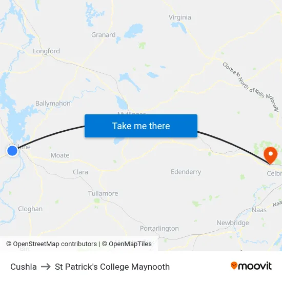 Cushla to St Patrick's College Maynooth map