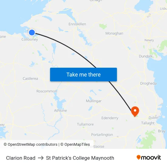 Clarion Road to St Patrick's College Maynooth map