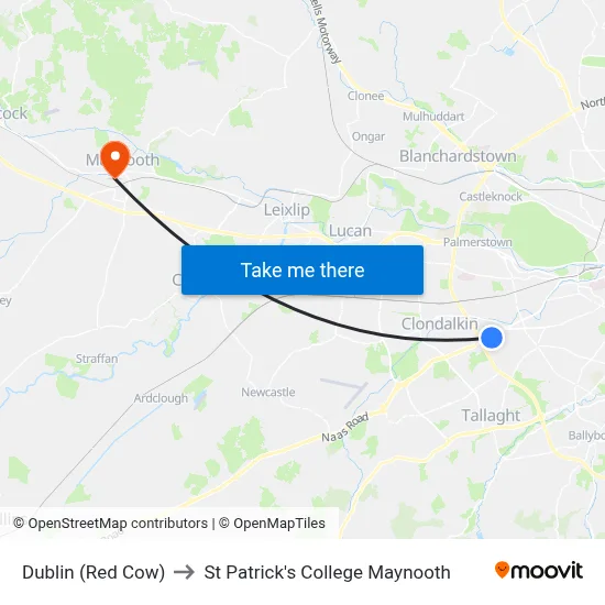Dublin (Red Cow) to St Patrick's College Maynooth map