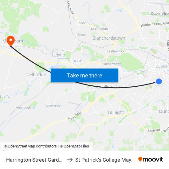 Harrington Street Garda Club to St Patrick's College Maynooth map