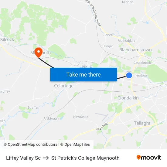 Liffey Valley Sc to St Patrick's College Maynooth map