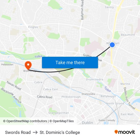 Swords Road to St. Dominic's College map