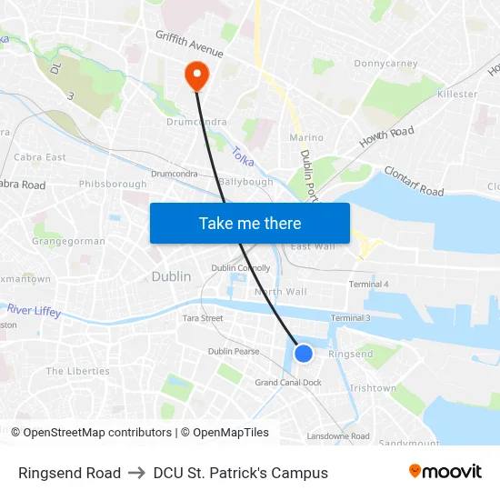 Ringsend Road to DCU St. Patrick's Campus map