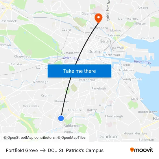 Fortfield Grove to DCU St. Patrick's Campus map