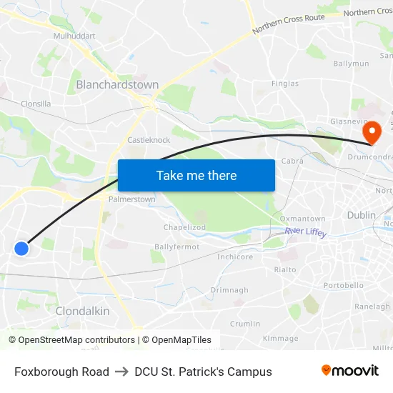 Foxborough Road to DCU St. Patrick's Campus map