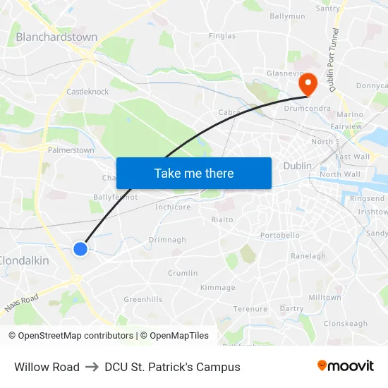 Willow Road to DCU St. Patrick's Campus map