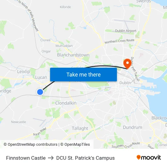 Finnstown Castle to DCU St. Patrick's Campus map