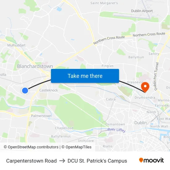 Carpenterstown Road to DCU St. Patrick's Campus map