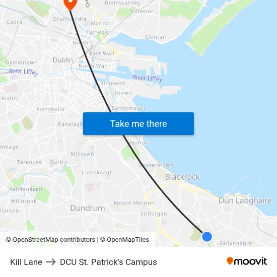 Kill Lane to DCU St. Patrick's Campus map
