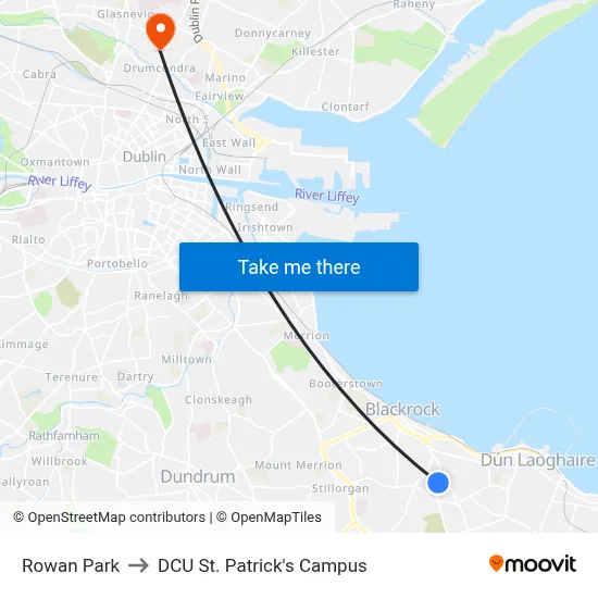 Rowan Park to DCU St. Patrick's Campus map