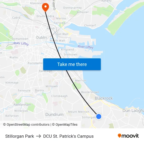 Stillorgan Park to DCU St. Patrick's Campus map