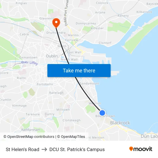St Helen's Road to DCU St. Patrick's Campus map