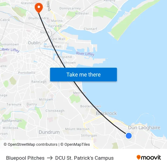 Bluepool Pitches to DCU St. Patrick's Campus map