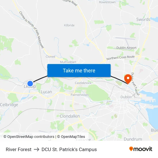 River Forest to DCU St. Patrick's Campus map