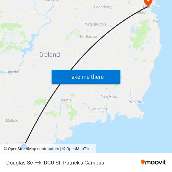 Douglas Sc to DCU St. Patrick's Campus map