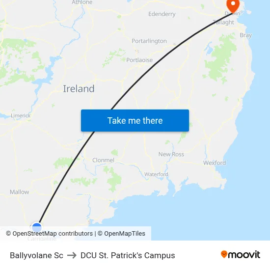 Ballyvolane Sc to DCU St. Patrick's Campus map