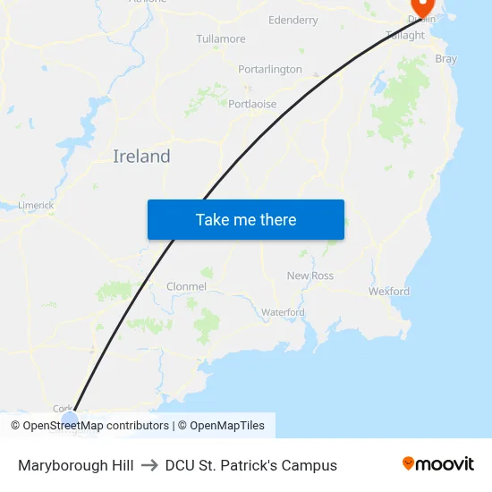 Maryborough Hill to DCU St. Patrick's Campus map