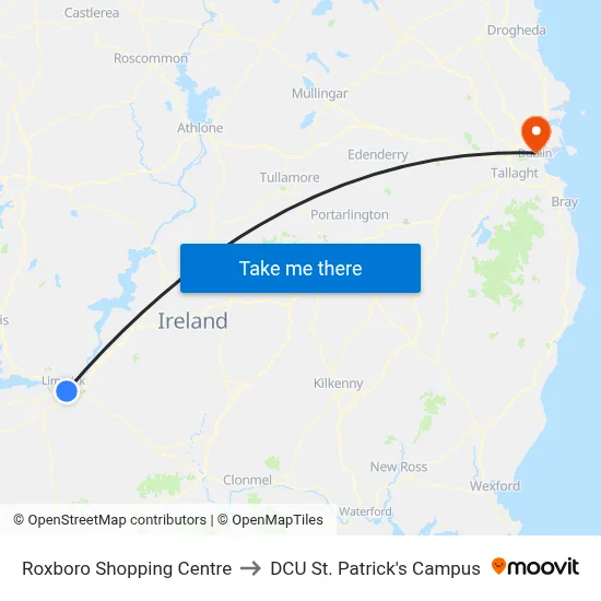 Roxboro Shopping Centre to DCU St. Patrick's Campus map