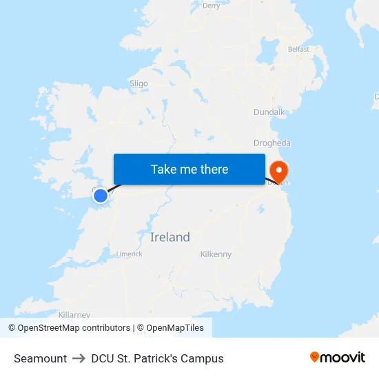Seamount to DCU St. Patrick's Campus map
