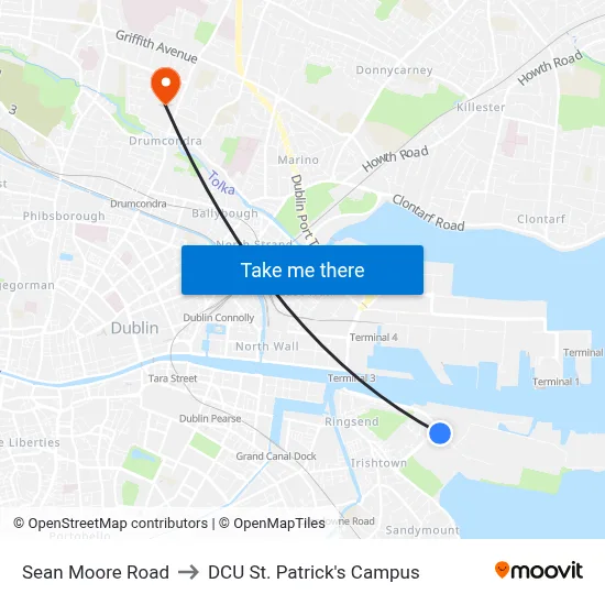 Sean Moore Road to DCU St. Patrick's Campus map