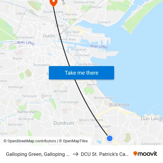 Galloping Green, Galloping Green to DCU St. Patrick's Campus map
