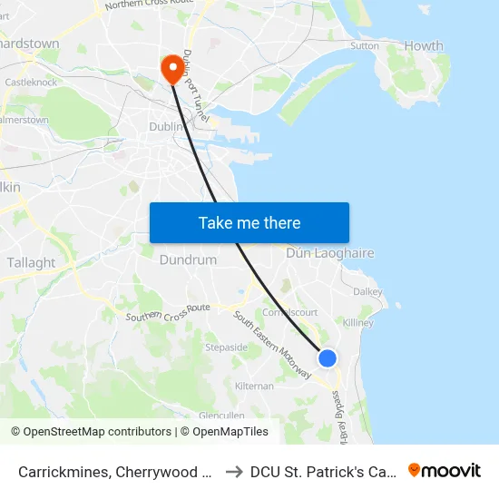 Carrickmines, Cherrywood Flyover to DCU St. Patrick's Campus map