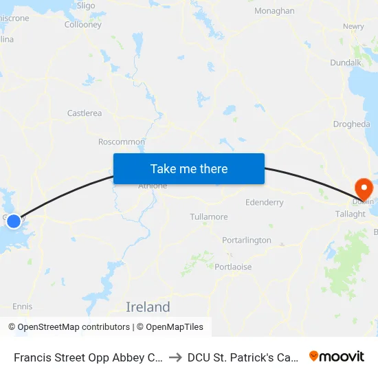 Francis Street Opp Abbey Church to DCU St. Patrick's Campus map