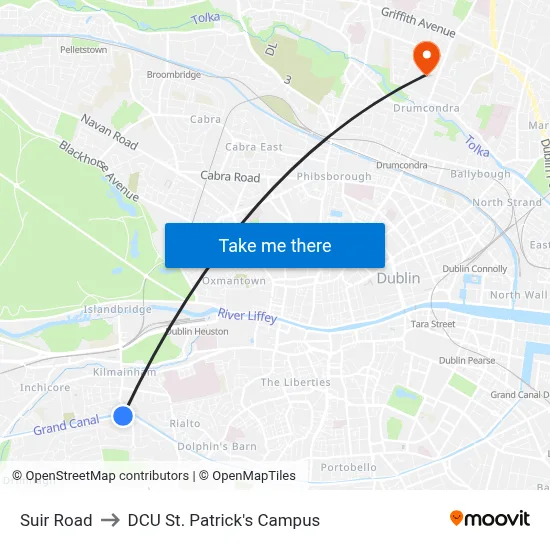 Suir Road to DCU St. Patrick's Campus map