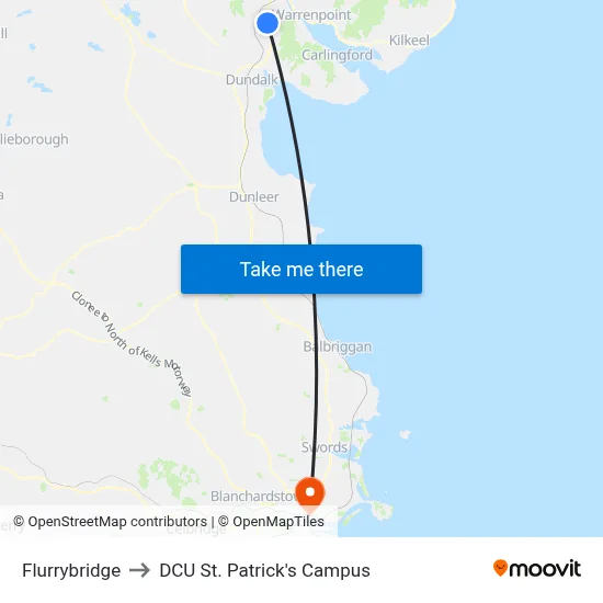 Flurrybridge to DCU St. Patrick's Campus map