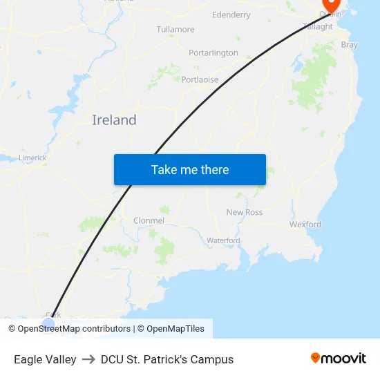 Eagle Valley to DCU St. Patrick's Campus map