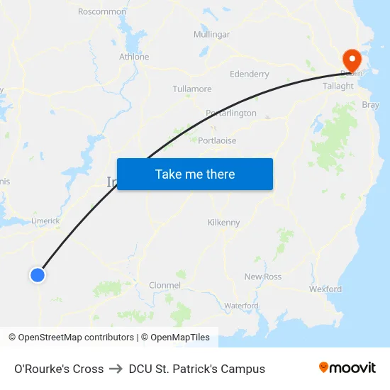O'Rourke's Cross to DCU St. Patrick's Campus map
