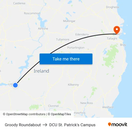 Groody Roundabout to DCU St. Patrick's Campus map