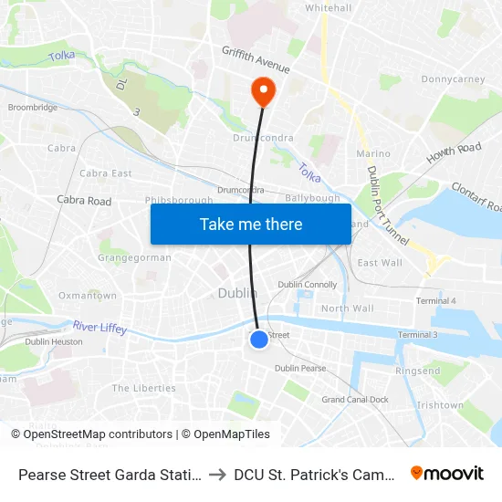 Pearse Street Garda Station to DCU St. Patrick's Campus map