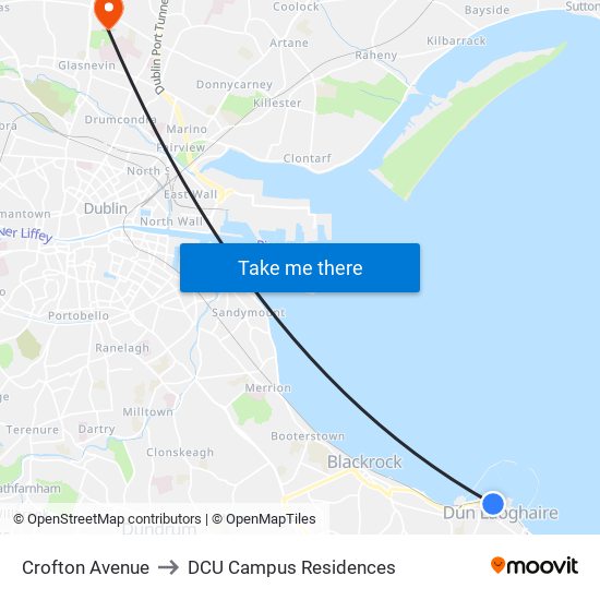 Crofton Avenue to DCU Campus Residences map