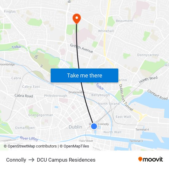 Connolly to DCU Campus Residences map