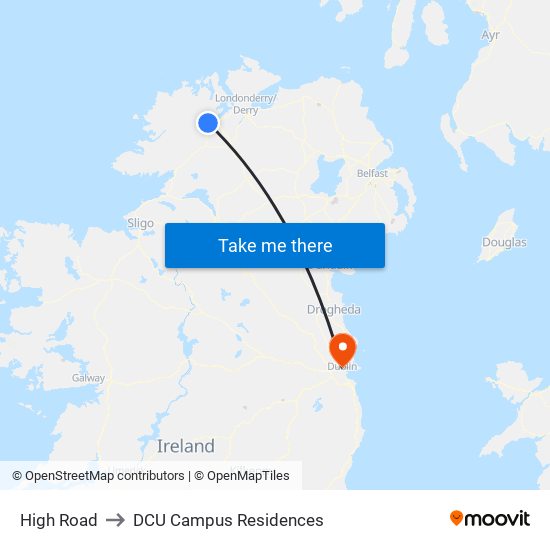 High Road to DCU Campus Residences map