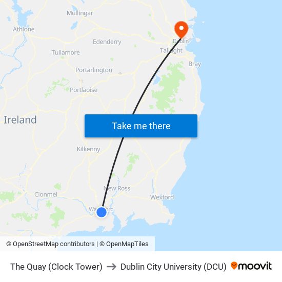 The Quay (Clock Tower) to Dublin City University (DCU) map