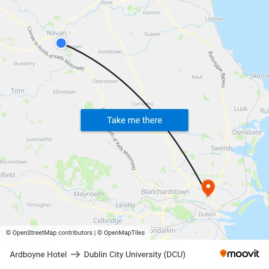 Ardboyne Hotel to Dublin City University (DCU) map