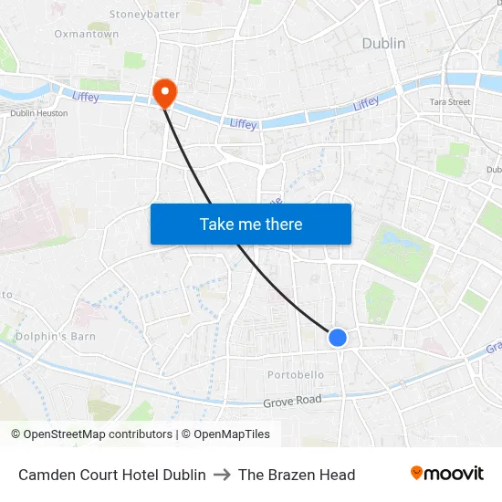 Camden Court Hotel Dublin to The Brazen Head map
