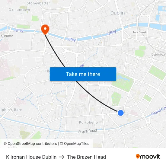 Kilronan House Dublin to The Brazen Head map