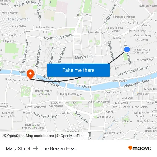 Mary Street to The Brazen Head map