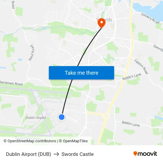 Dublin Airport (DUB) to Swords Castle map