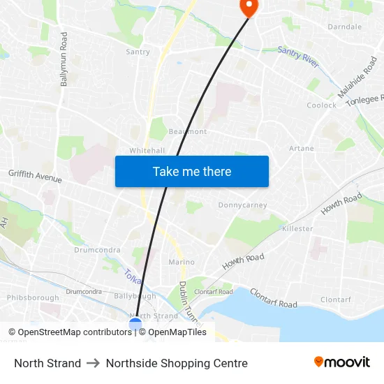 North Strand to Northside Shopping Centre map