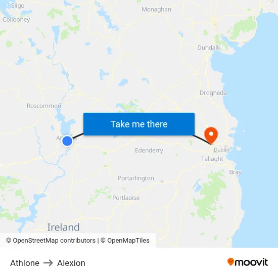 Athlone to Alexion map