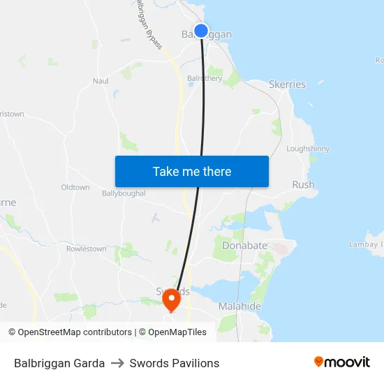 Balbriggan Garda to Swords Pavilions map