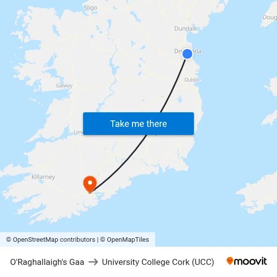 O'Raghallaigh's Gaa to University College Cork (UCC) map