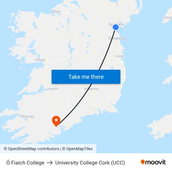Ó Fiaich College to University College Cork (UCC) map