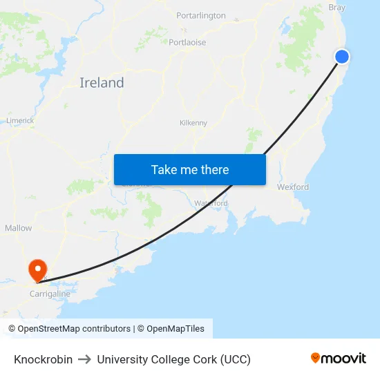 Knockrobin to University College Cork (UCC) map