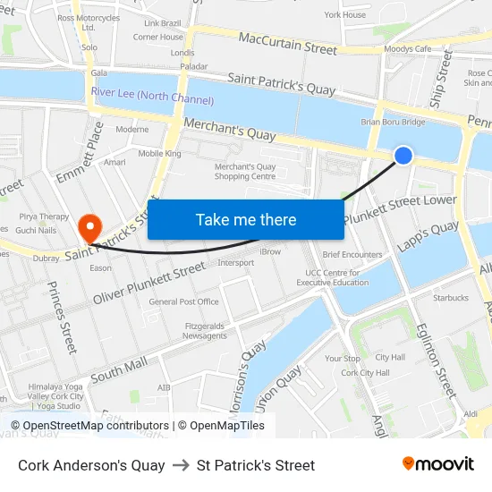 Cork Anderson's Quay to St Patrick's Street map